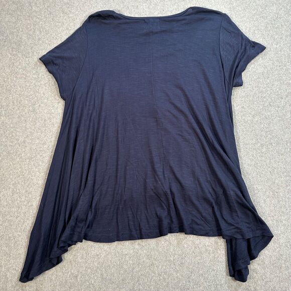 Judith March Embroidered Alabama Tunic Top Women's Medium Navy Blue Short Sleeve - Picture 7 of 7